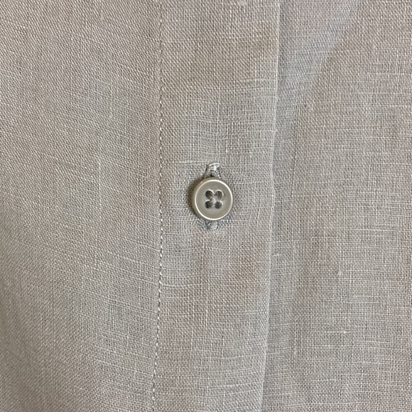 Garnet Hill Easy Linen Tunic Grey Gray Button Shirt Coastal Vacation Petite S - Picture 6 of 16